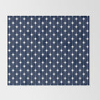 Midcentury Stars and Dots Pattern in Nautical Navy Blue and White Throw Blanket Gallery Image 2