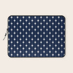 Midcentury Stars and Dots Pattern in Nautical Navy Blue and White Laptop Sleeve Gallery Image 1