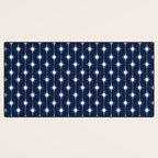 Midcentury Stars and Dots Pattern in Nautical Navy Blue and White Desk Mat Gallery Image 3