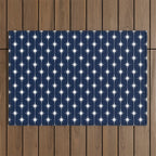 Midcentury Stars and Dots Pattern in Nautical Navy Blue and White Outdoor Rug Gallery Image 1