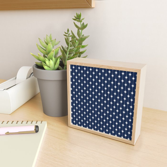 Midcentury Stars and Dots Pattern in Nautical Navy Blue and White Mini Art Print Gallery Image 2
