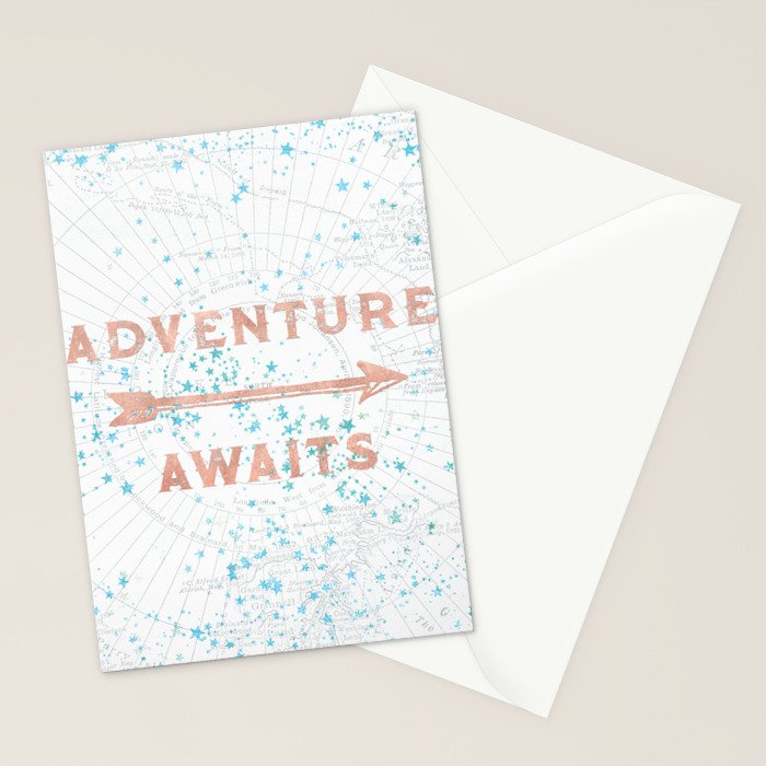 Adventure Awaits Rose Gold Stationery Card Gallery Image 2