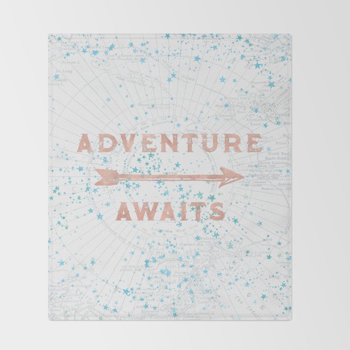 Adventure Awaits Rose Gold Throw Blanket Gallery Image 2
