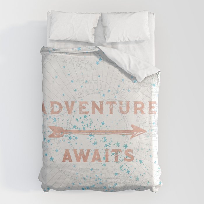 Adventure Awaits Rose Gold Duvet Cover Gallery Image 1