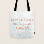Adventure Awaits Rose Gold Tote Bag Gallery Image 1