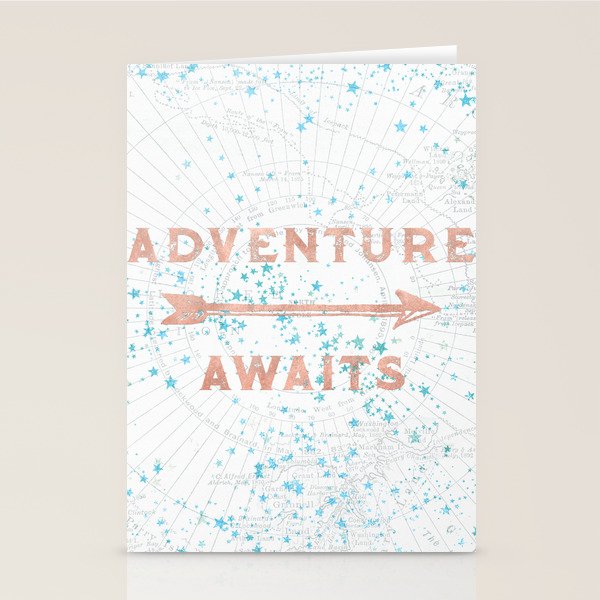 Adventure Awaits Rose Gold Stationery Card Gallery Image 1