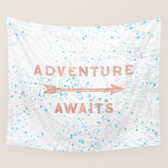 Adventure Awaits Rose Gold Wall Tapestry Gallery Image 4