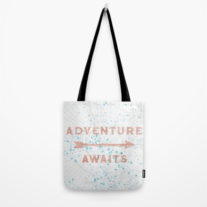 Adventure Awaits Rose Gold Tote Bag Gallery Image 2