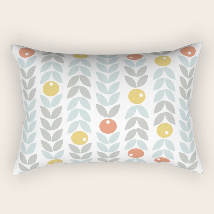 Mid Century Modern Retro Leaf and Circle Pattern Rectangular Pillow Gallery Image 2