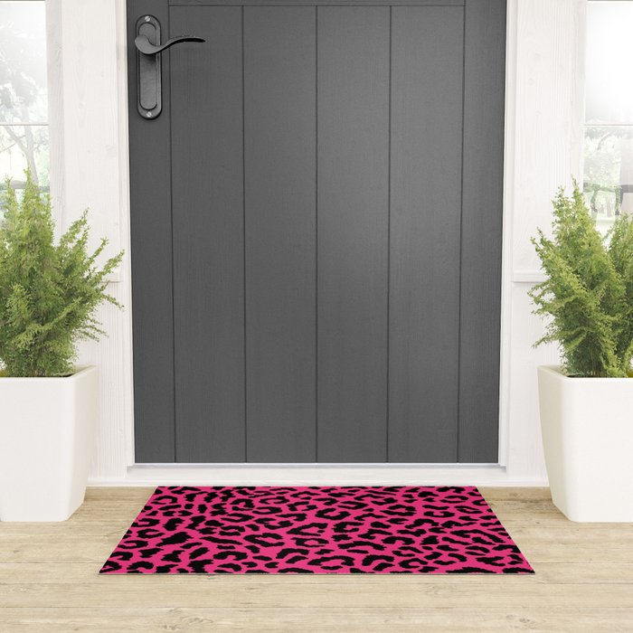2000s leopard-black on hot pink Welcome Mat Gallery Image 3