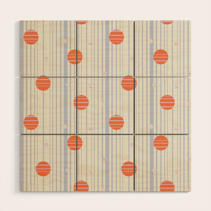 Dots and Vertical Stripes in Orange and Lavender - Playful Geometrics Wood Wall Art Gallery Image 1