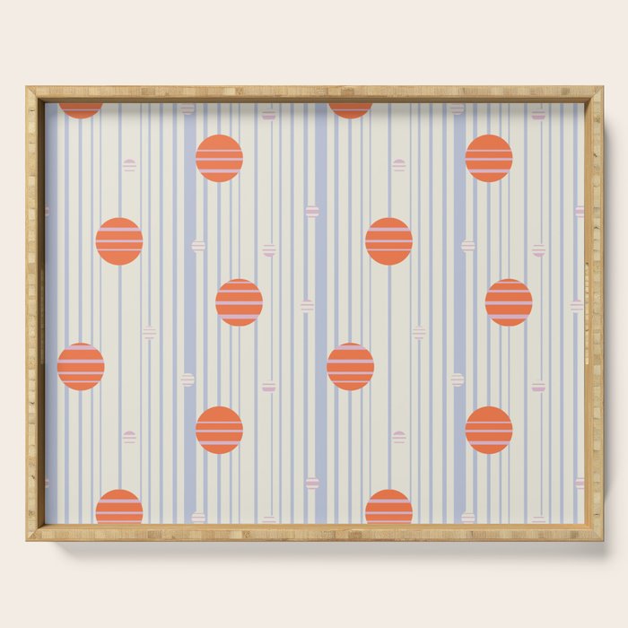 Dots and Vertical Stripes in Orange and Lavender - Playful Geometrics Serving Tray Gallery Image 1