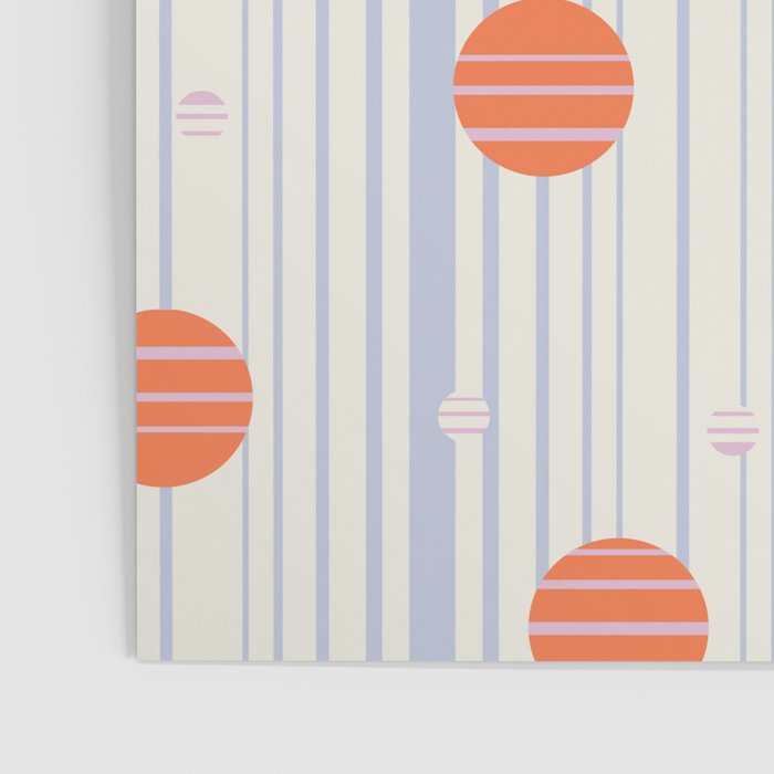 Dots and Vertical Stripes in Orange and Lavender - Playful Geometrics Poster Gallery Image 3