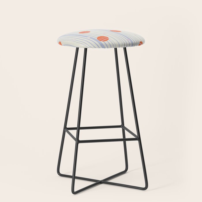 Dots and Vertical Stripes in Orange and Lavender - Playful Geometrics Stool Gallery Image 1