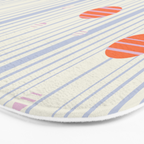 Dots and Vertical Stripes in Orange and Lavender - Playful Geometrics Bath Mat Gallery Image 3