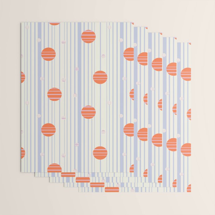 Dots and Vertical Stripes in Orange and Lavender - Playful Geometrics Wrapping Paper Gallery Image 3
