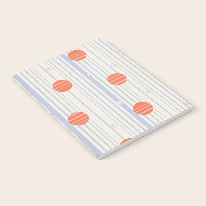 Dots and Vertical Stripes in Orange and Lavender - Playful Geometrics Notebook Gallery Image 2