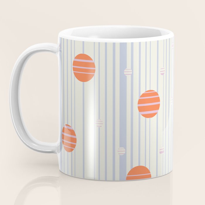 Dots and Vertical Stripes in Orange and Lavender - Playful Geometrics Coffee Mug Gallery Image 3