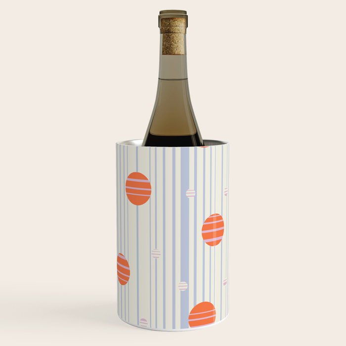 Dots and Vertical Stripes in Orange and Lavender - Playful Geometrics Wine Chiller Gallery Image 2