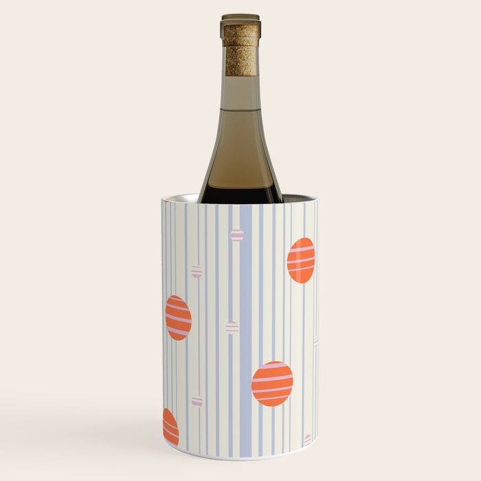 Dots and Vertical Stripes in Orange and Lavender - Playful Geometrics Wine Chiller Gallery Image 1