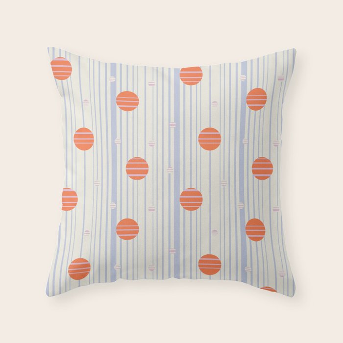 Dots and Vertical Stripes in Orange and Lavender - Playful Geometrics Throw Pillow Gallery Image 6