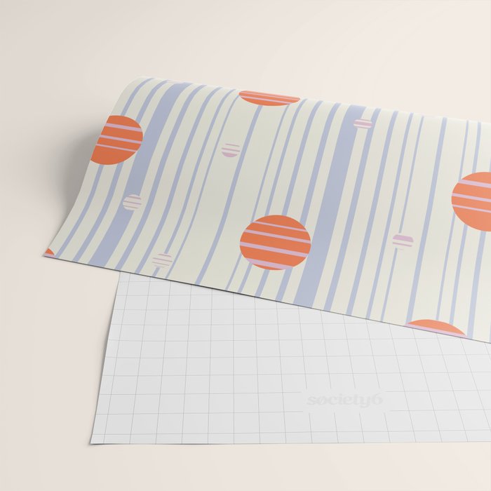 Dots and Vertical Stripes in Orange and Lavender - Playful Geometrics Wrapping Paper Gallery Image 2