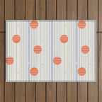 Dots and Vertical Stripes in Orange and Lavender - Playful Geometrics Outdoor Rug Gallery Image 1