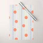 Dots and Vertical Stripes in Orange and Lavender - Playful Geometrics Wrapping Paper Gallery Image 1