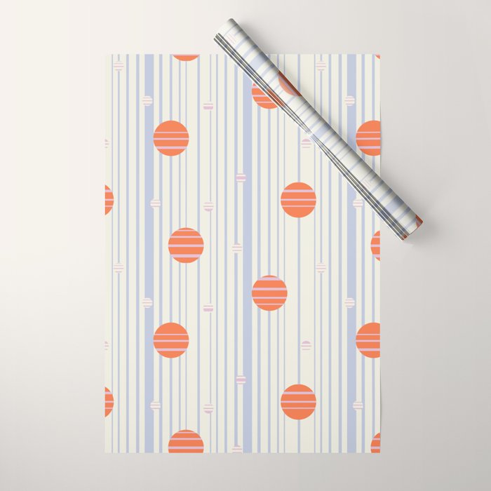 Dots and Vertical Stripes in Orange and Lavender - Playful Geometrics Wrapping Paper Gallery Image 1
