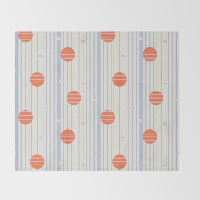 Dots and Vertical Stripes in Orange and Lavender - Playful Geometrics Throw Blanket Gallery Image 2
