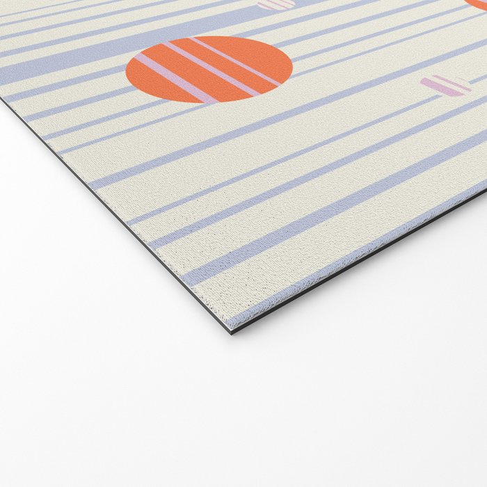 Dots and Vertical Stripes in Orange and Lavender - Playful Geometrics Welcome Mat Gallery Image 2