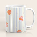 Dots and Vertical Stripes in Orange and Lavender - Playful Geometrics Coffee Mug Gallery Image 1