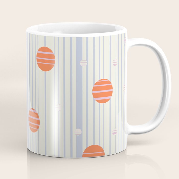 Dots and Vertical Stripes in Orange and Lavender - Playful Geometrics Coffee Mug Gallery Image 1
