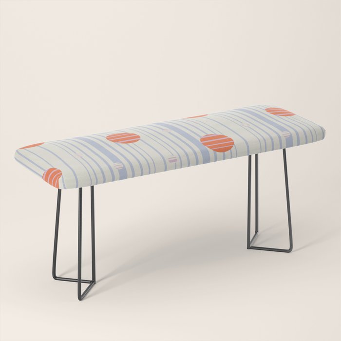 Dots and Vertical Stripes in Orange and Lavender - Playful Geometrics Bench Gallery Image 1