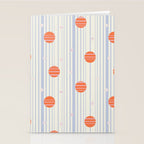 Dots and Vertical Stripes in Orange and Lavender - Playful Geometrics Stationery Card Gallery Image 2