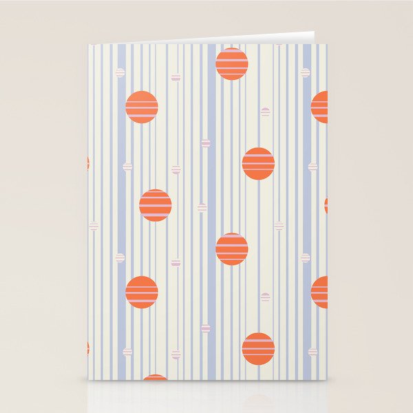 Dots and Vertical Stripes in Orange and Lavender - Playful Geometrics Stationery Card Gallery Image 2