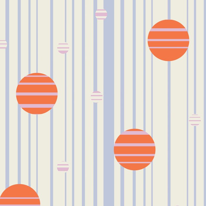 Dots and Vertical Stripes in Orange and Lavender - Playful Geometrics Coffee Mug Gallery Image 2