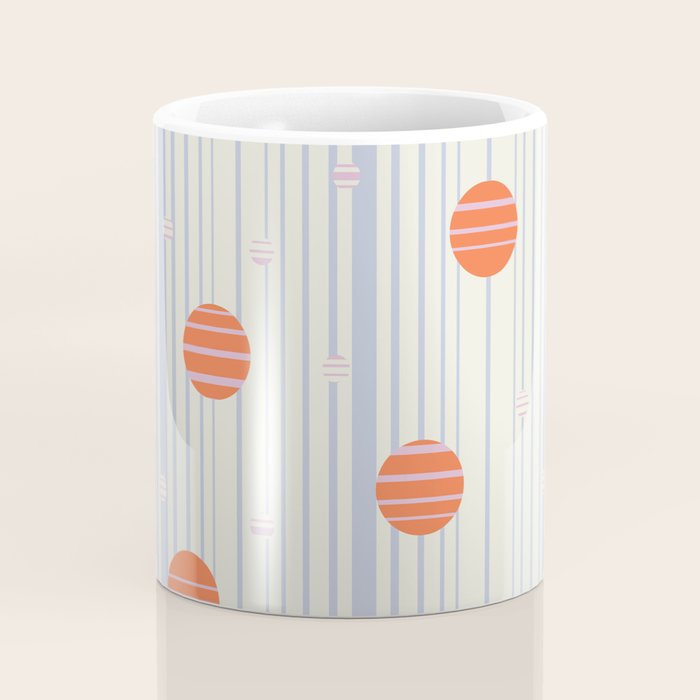 Dots and Vertical Stripes in Orange and Lavender - Playful Geometrics Coffee Mug Gallery Image 4