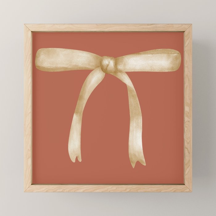 Bows & Ribbons Pattern LVIII Terracotta Orange Mini Art Print Gallery Image 1