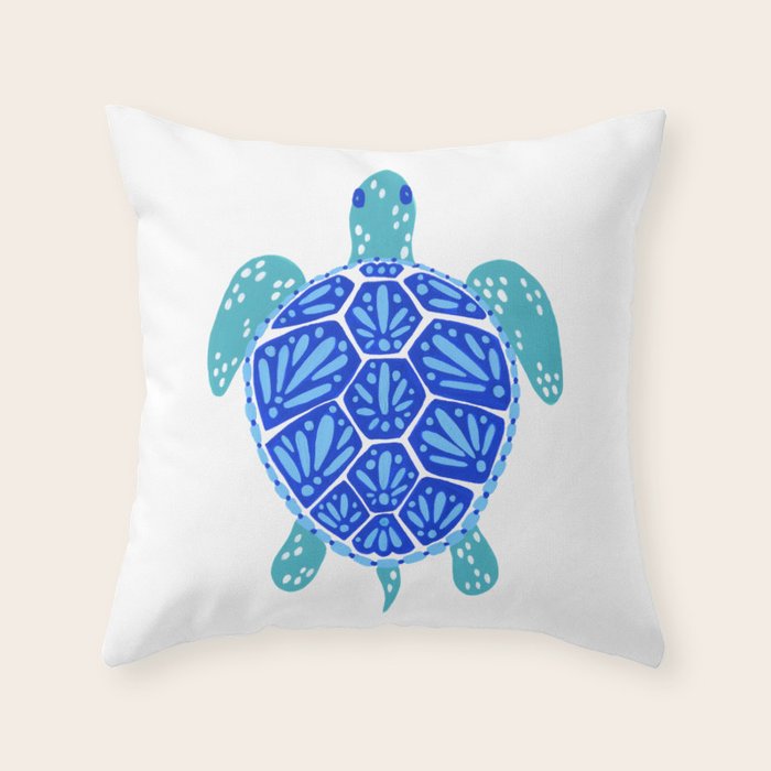 Sea Turtle - Blue Palette Throw Pillow Gallery Image 6