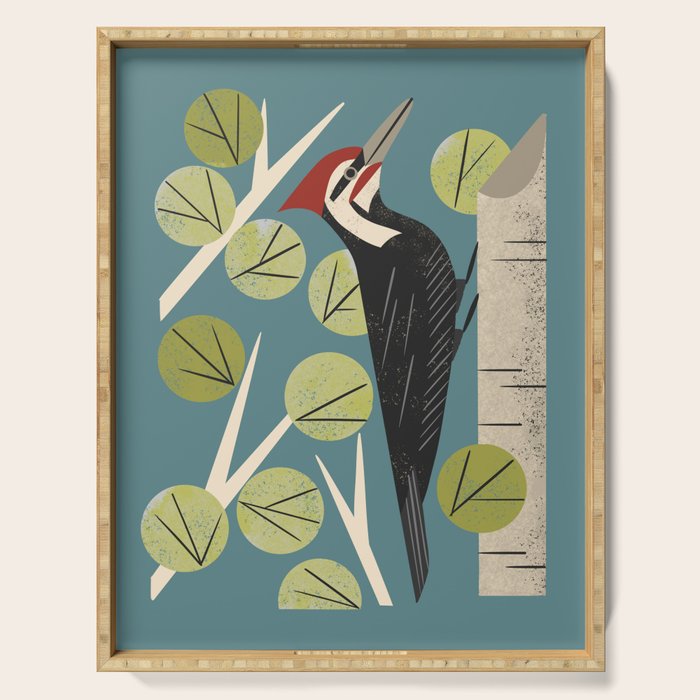 Woodpecker in Aspen Tree Serving Tray Gallery Image 1