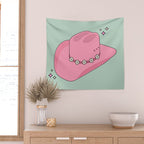Pink And Green Colorful Cowboy Hat Wall Tapestry Gallery Image 2