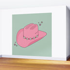 Pink And Green Colorful Cowboy Hat Wall Mural Gallery Image 2
