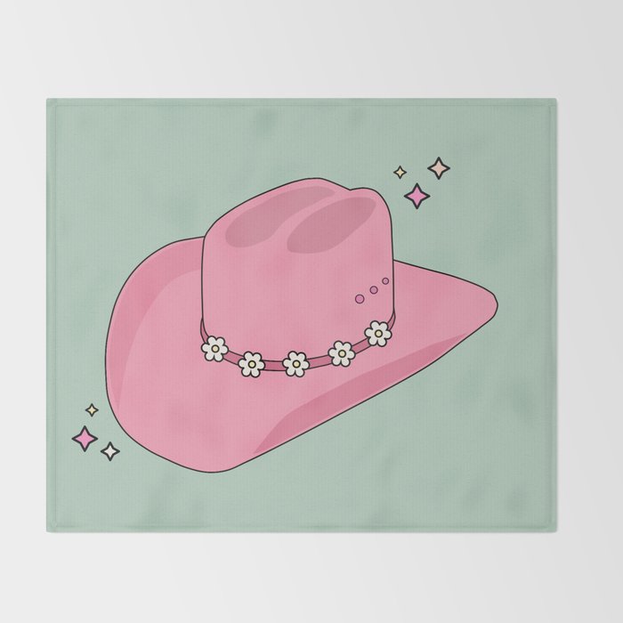 Pink And Green Colorful Cowboy Hat Throw Blanket Gallery Image 2