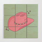 Pink And Green Colorful Cowboy Hat Wood Wall Art Gallery Image 1