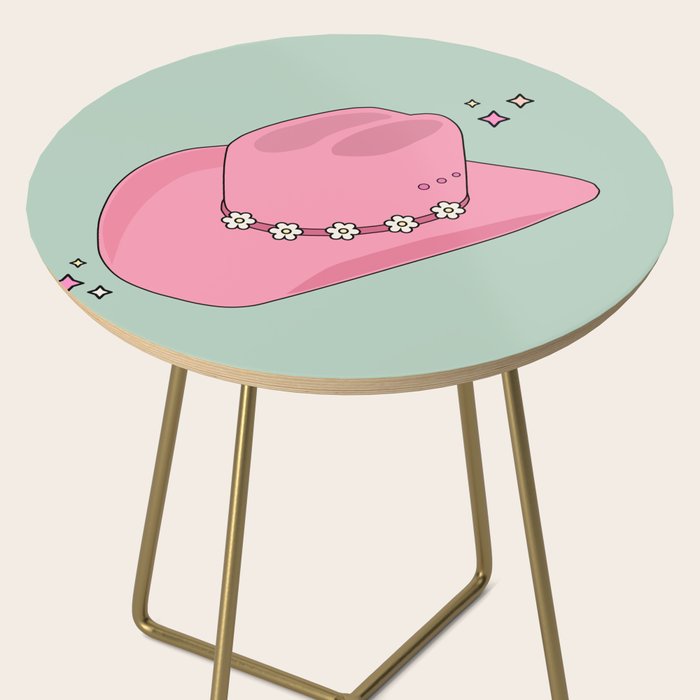 Pink And Green Colorful Cowboy Hat Side Table Gallery Image 2