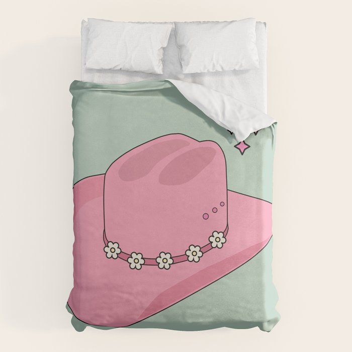 Pink And Green Colorful Cowboy Hat Duvet Cover Gallery Image 1