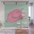 Pink And Green Colorful Cowboy Hat Wall Mural Gallery Image 1
