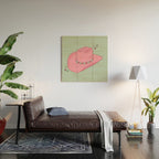 Pink And Green Colorful Cowboy Hat Wood Wall Art Gallery Image 2