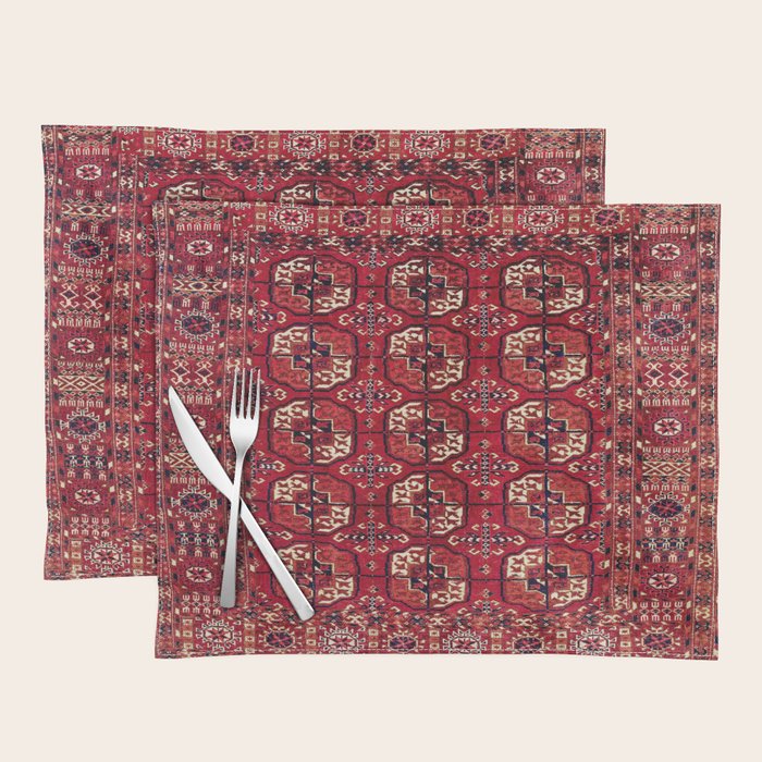 Tekke  Antique West Turkestan Rug Print Placemat Gallery Image 1